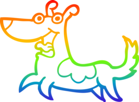 rainbow gradient line drawing of a happy dog cartoon png