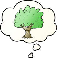 cartoon tree with thought bubble in smooth gradient style png