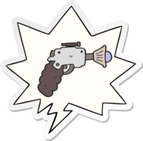 tecknad serie stråle pistol med Tal bubbla klistermärke png