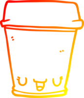 calentar degradado línea dibujo de un dibujos animados café taza png