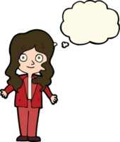 cartoon friendly business woman with thought bubble png