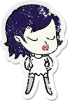 distressed sticker of a cute cartoon vampire girl png