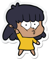 sticker of a cartoon whistling girl png