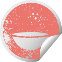 distressed circular peeling sticker symbol of a hot soup png