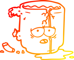 warm gradient line drawing of a cartoon broken mug png