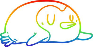 rainbow gradient line drawing of a Cartoon penguin png