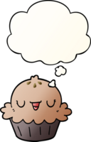 cute cartoon pie with thought bubble in smooth gradient style png