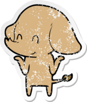 distressed sticker of a cute cartoon elephant png