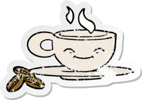 distressed sticker of a cartoon espresso mug png