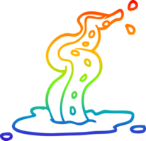 rainbow gradient line drawing of a cartoon spooky tentacle png