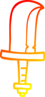 warm gradient line drawing of a cartoon golden sword png