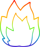 rainbow gradient line drawing of a cartoon explosion flame png