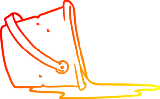 warm gradient line drawing of a cartoon spilled bucket of water png