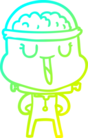 cold gradient line drawing of a happy cartoon robot png