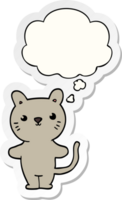 cartoon cat with thought bubble as a printed sticker png