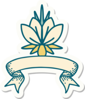 tattoo style sticker with banner of a water lily png