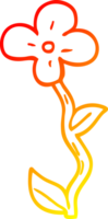 warm gradient line drawing of a cartoon flower png