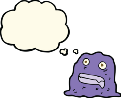cartoon slime creature with thought bubble png