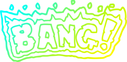 cold gradient line drawing of a cartoon word bang png