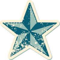 iconic distressed sticker tattoo style image of a star png