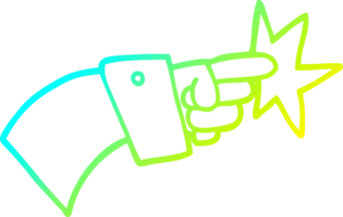 cold gradient line drawing of a cartoon pointing hand icon png