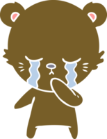 crying flat color style cartoon bear png