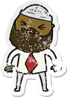 distressed sticker of a cartoon man with beard png