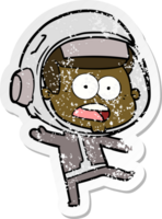 adesivo angustiado de um astronauta surpreso de desenho animado png