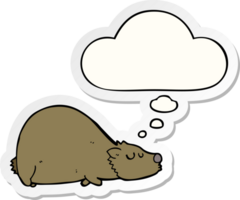 cartoon bear with thought bubble as a printed sticker png