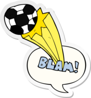 cartoon kicked soccer ball with speech bubble sticker png