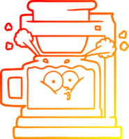 warm gradient line drawing of a steaming hot coffee pot png