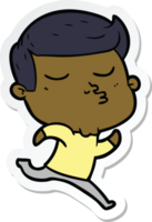 sticker of a cartoon model guy pouting png