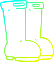 cold gradient line drawing of a cartoon wellingtons png