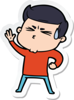 sticker of a cartoon man sweating png