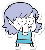 sticker of a cartoon elf girl staring png