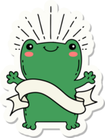 sticker of a tattoo style happy frog png