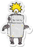 pegatina angustiada de un robot de dibujos animados png