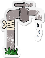 vinheta angustiada de uma torneira de água velha de desenho animado png