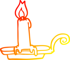 warm gradient line drawing of a cartoon burning candle png