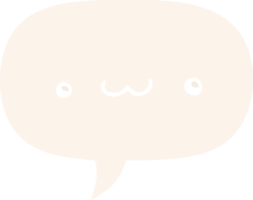 happy cartoon expression with speech bubble in retro style png