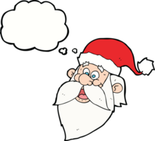 cartoon jolly santa claus face with thought bubble png