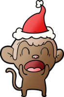 shouting hand drawn gradient cartoon of a monkey wearing santa hat png