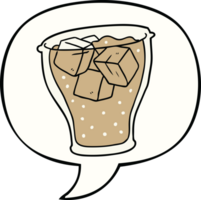 cartoon glass of cola with ice with speech bubble png