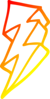 warm gradient line drawing of a cartoon lightning bolt png