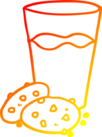 warm gradient line drawing of a cookies and milk png