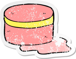 distressed sticker of a cartoon beauty lotion tub png