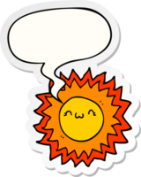 tekenfilm zon met toespraak bubbel sticker png