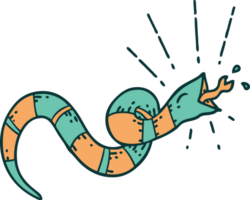 illustration d'un serpent sifflant de style tatouage traditionnel png