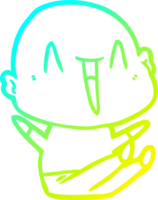 cold gradient line drawing of a happy cartoon bald man png