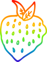 rainbow gradient line drawing of a cartoon strawberry png